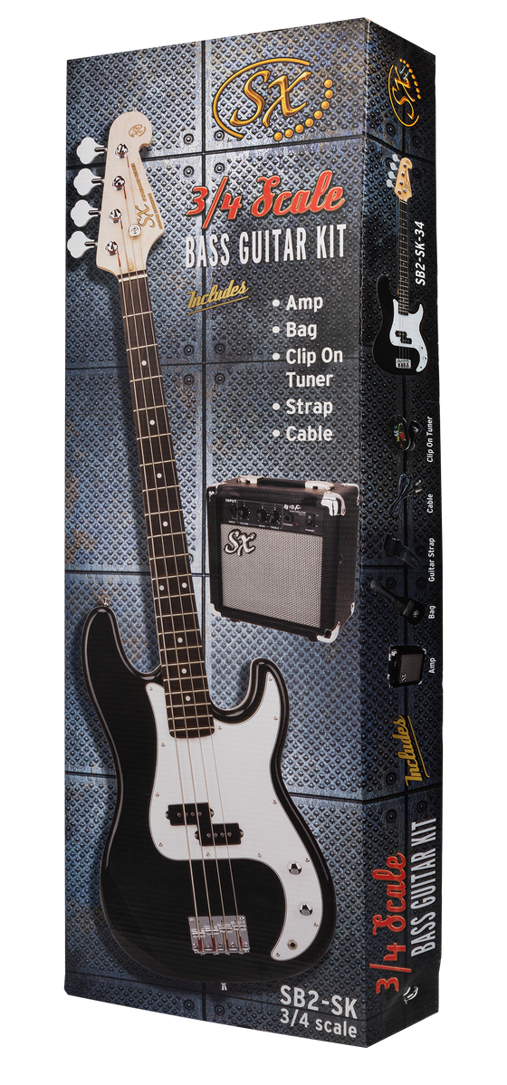 SX SB2SK-CAR P-style electric bass guitar set