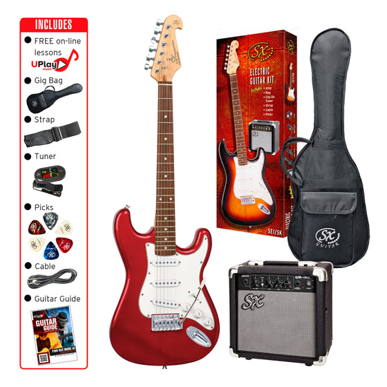 SX | SE1SKCAR | Electric Guitar & Amplifier Package - 4/4 size | Candy Apple Red