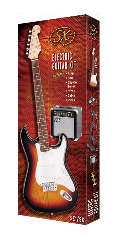 SX | SE1SKMS | Electric Guitar & Amplifier Package - 4/4 size | Silver sparkle