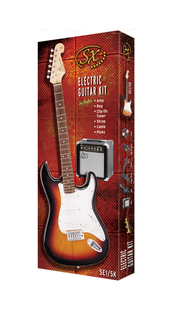 SX | SE1SKTS | Electric Guitar & Amplifier Package - 4/4 size | 3 Tone Sunburst