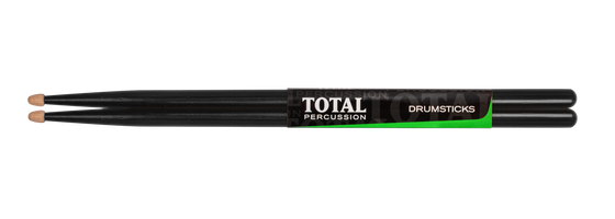 Total Percussion | T5ABLK | Drum Sticks.  | Black with natural tip