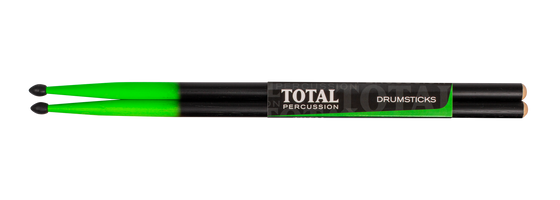 Total Percussion | T5ANGB | Drum Sticks.  | Black shading to green 10cm from tip end
