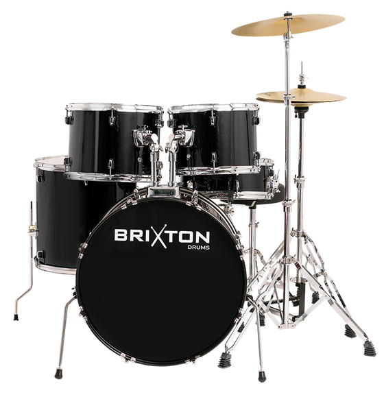 Brixton | UBX25B | 22" 5 Piece Drum Kit Package  | Black