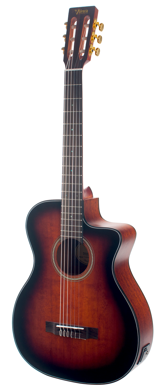Valencia | VA434CECSB | Nylon Acoustic Guitar  - Cutaway, Electric Acoustic | Full Size | Classic Sunburst