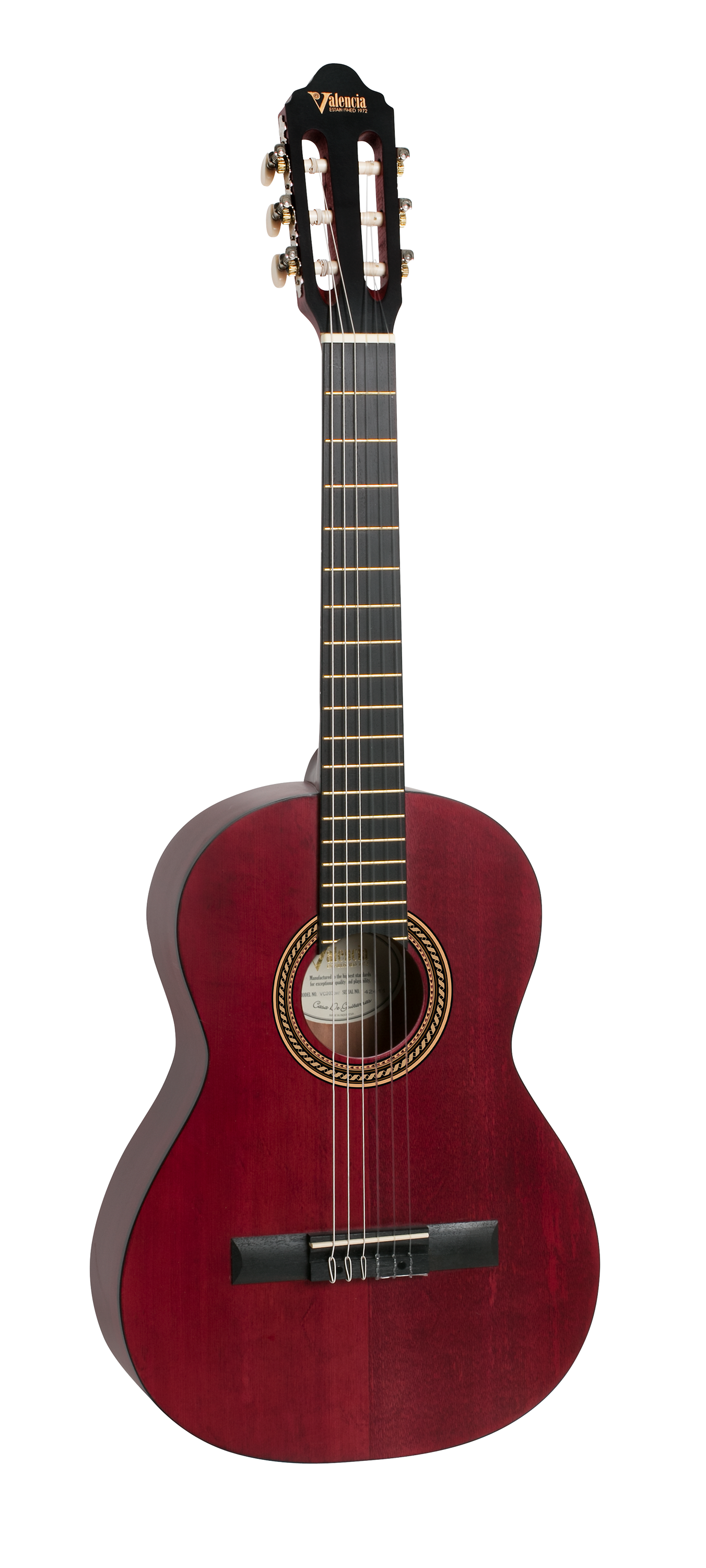 Valencia | VC203TWR | Classical Guitar | 3/4 Size | Transparent Wine Red