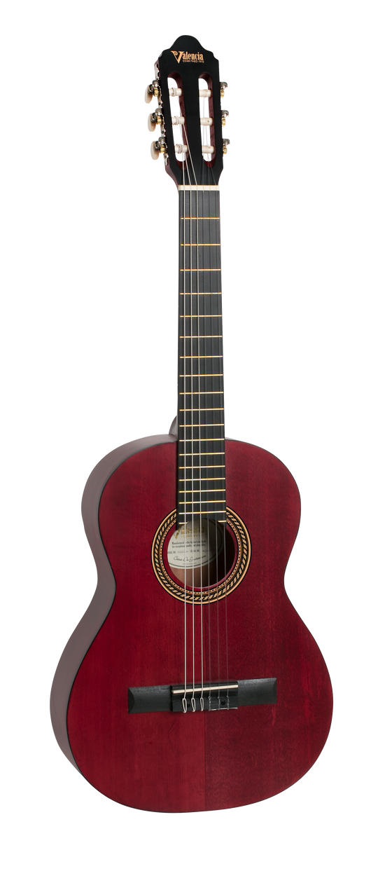 Valencia | VC203TWR | Classical Guitar | 3/4 Size | Transparent Wine Red