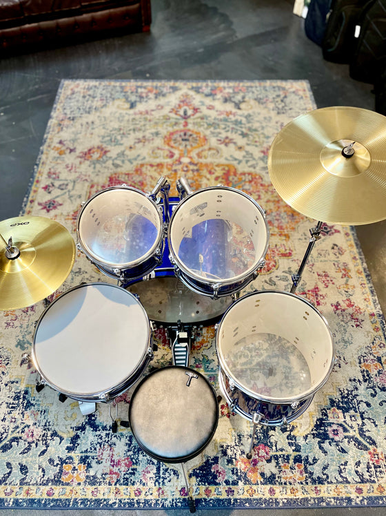 DXP | 5 Piece | Fusion Series | Metallic Blue | w/Cymbals and Stool