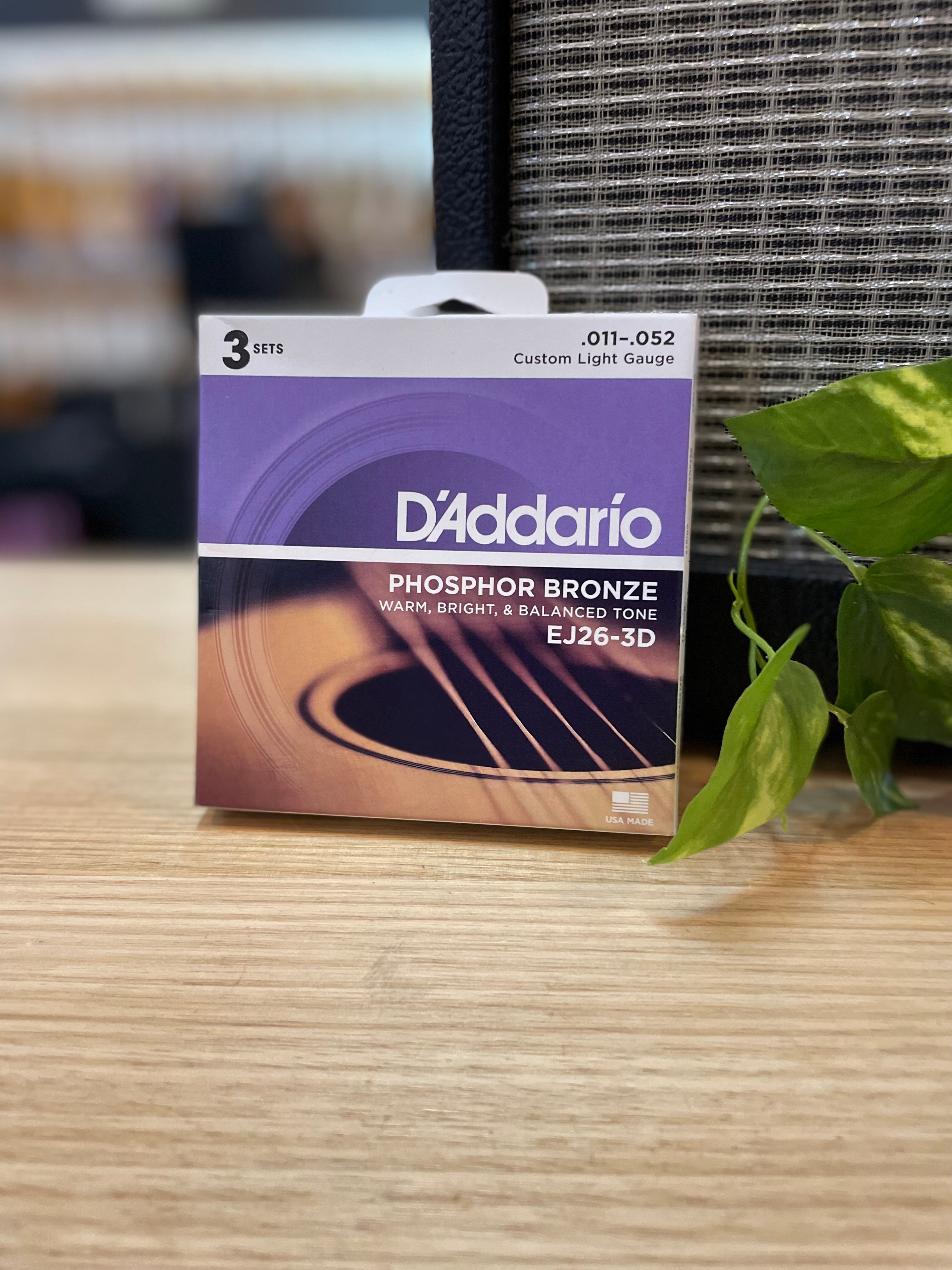 D'Addarrio | EJ263D |  11-52 | 3-Pack | Custom Light | Acoustic Guitar Strings