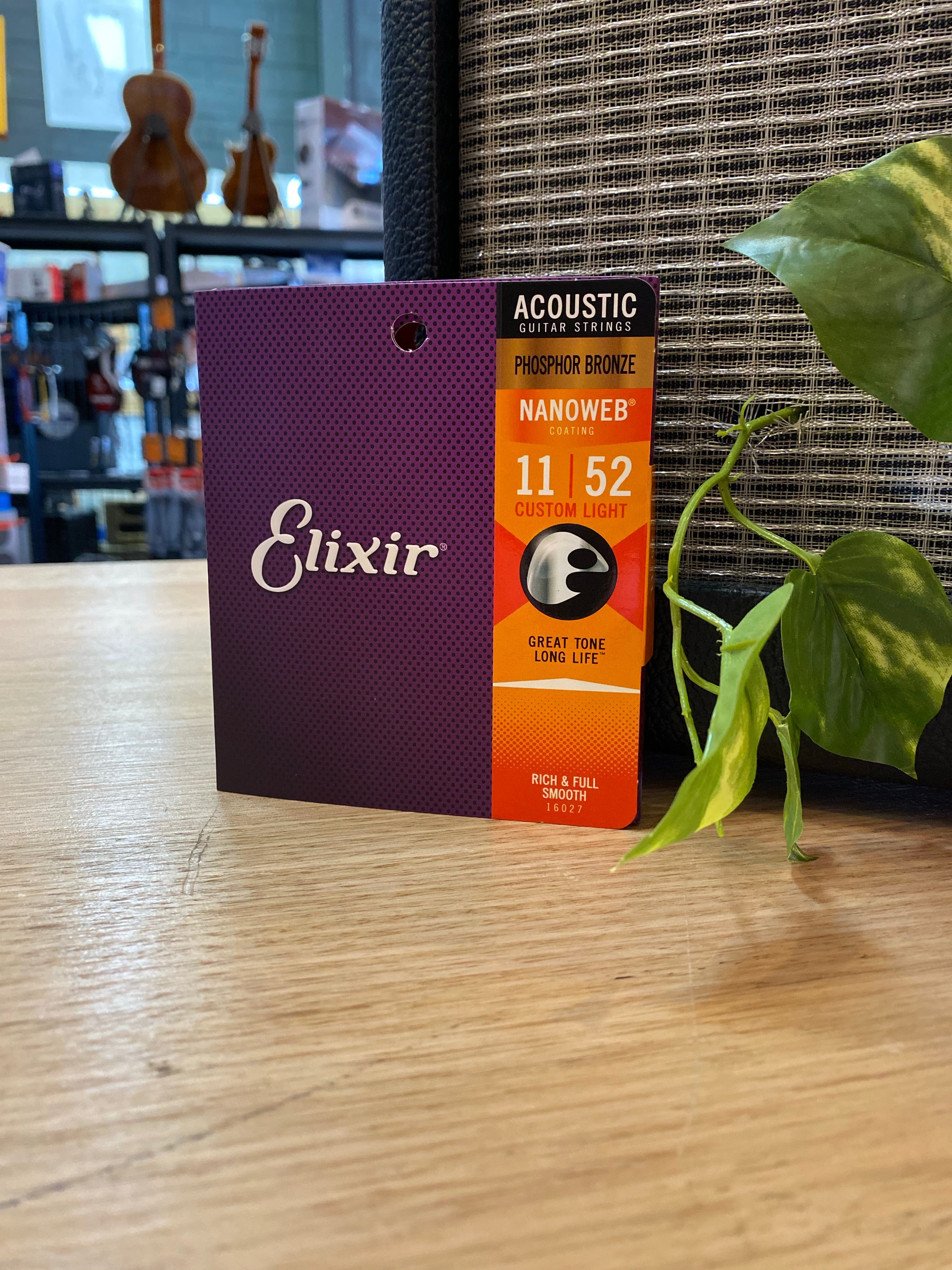 Elixir | Nanoweb | Coated Phos Bronze | Acoustic | 11-52 | Acoustic Guitar Strings