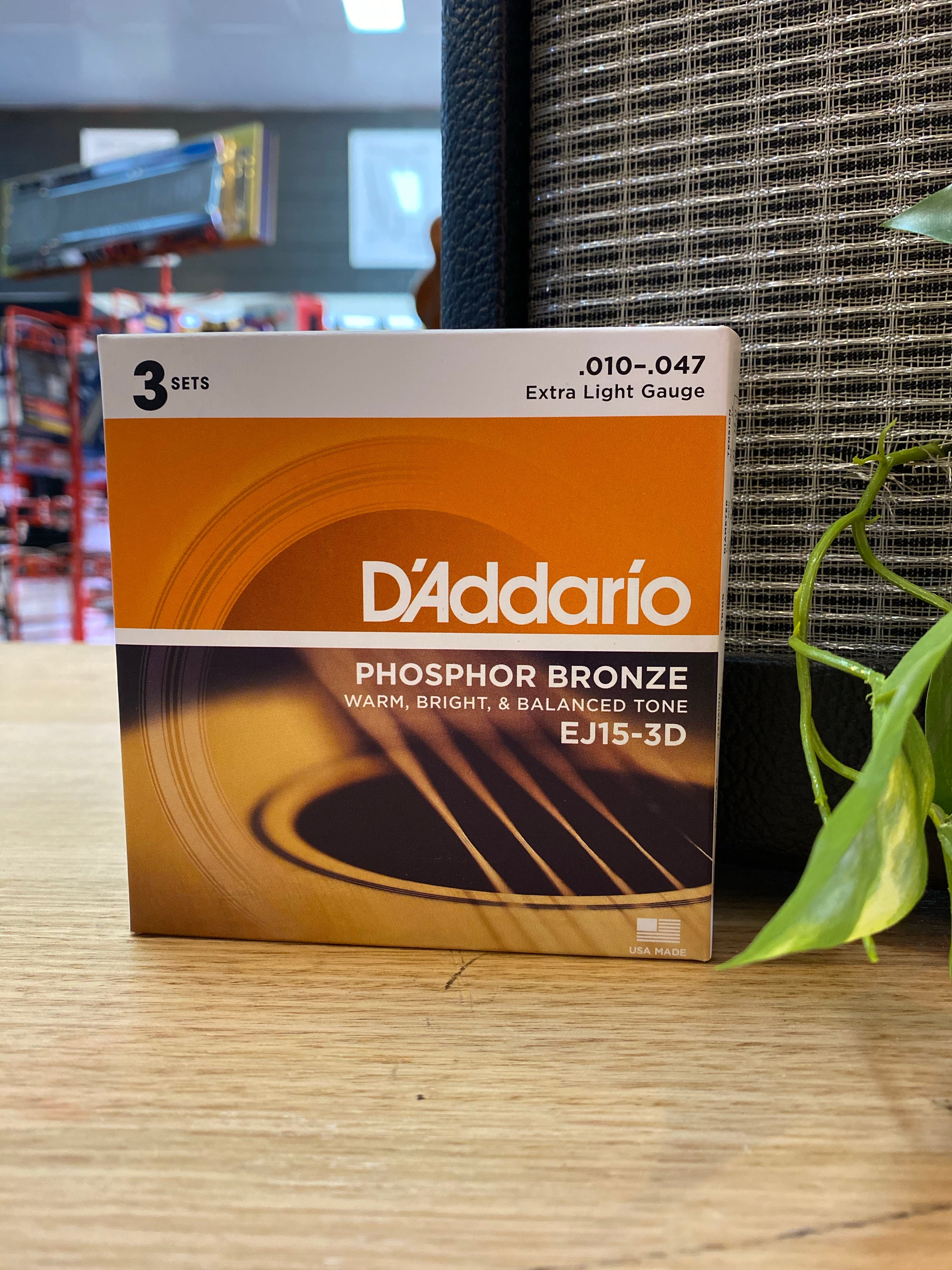 D'Addarrio | EJ15 | 10-47 | 3-Pack | Extra Light | Acoustic Guitar Strings