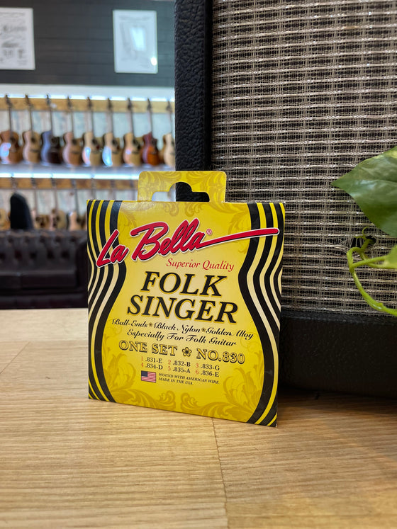 La Bella | Folk Singer 830 | Black Nylon & Golden Alloy Strings